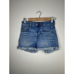 American Eagle Hi-Rise Shortie Shorts Light Blue Casual Size 4